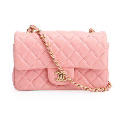 Chanel Pink Lambskin Leather Classic Mini Rectangular Flap Bag
