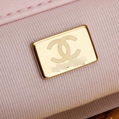 Chanel Pink Lambskin Leather Large 19 Flap Bag
