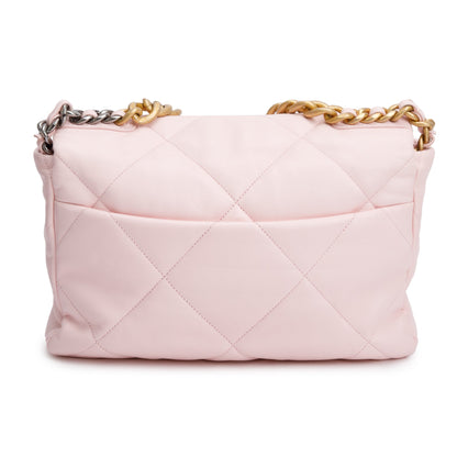 Chanel Pink Lambskin Leather Large 19 Flap Bag