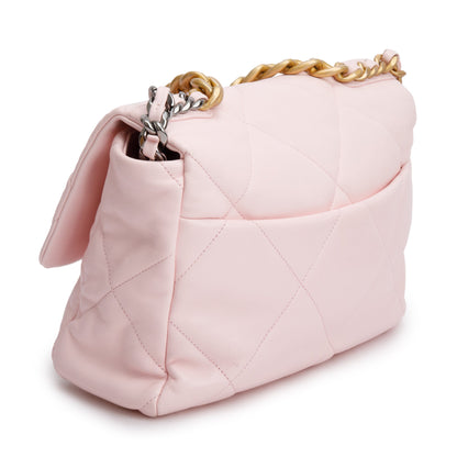 Chanel Pink Lambskin Leather Large 19 Flap Bag