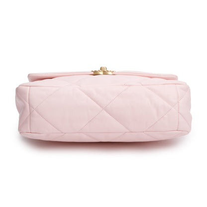 Chanel Pink Lambskin Leather Large 19 Flap Bag