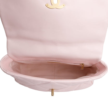 Chanel Pink Lambskin Leather Large 19 Flap Bag