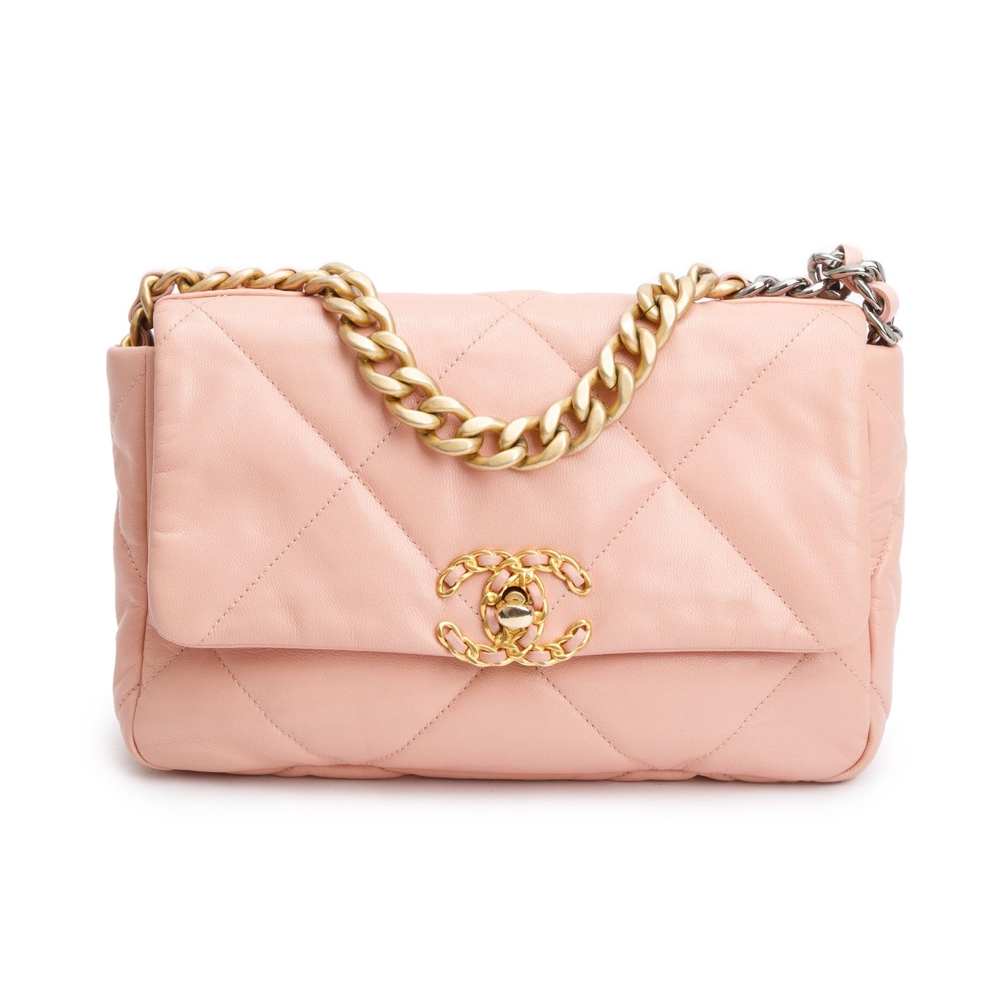 Chanel Pink Lambskin Leather Medium 19 Flap Bag