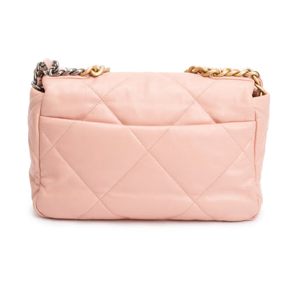 Chanel Pink Lambskin Leather Medium 19 Flap Bag