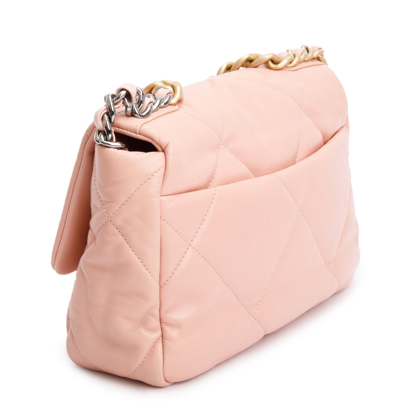 Chanel Pink Lambskin Leather Medium 19 Flap Bag