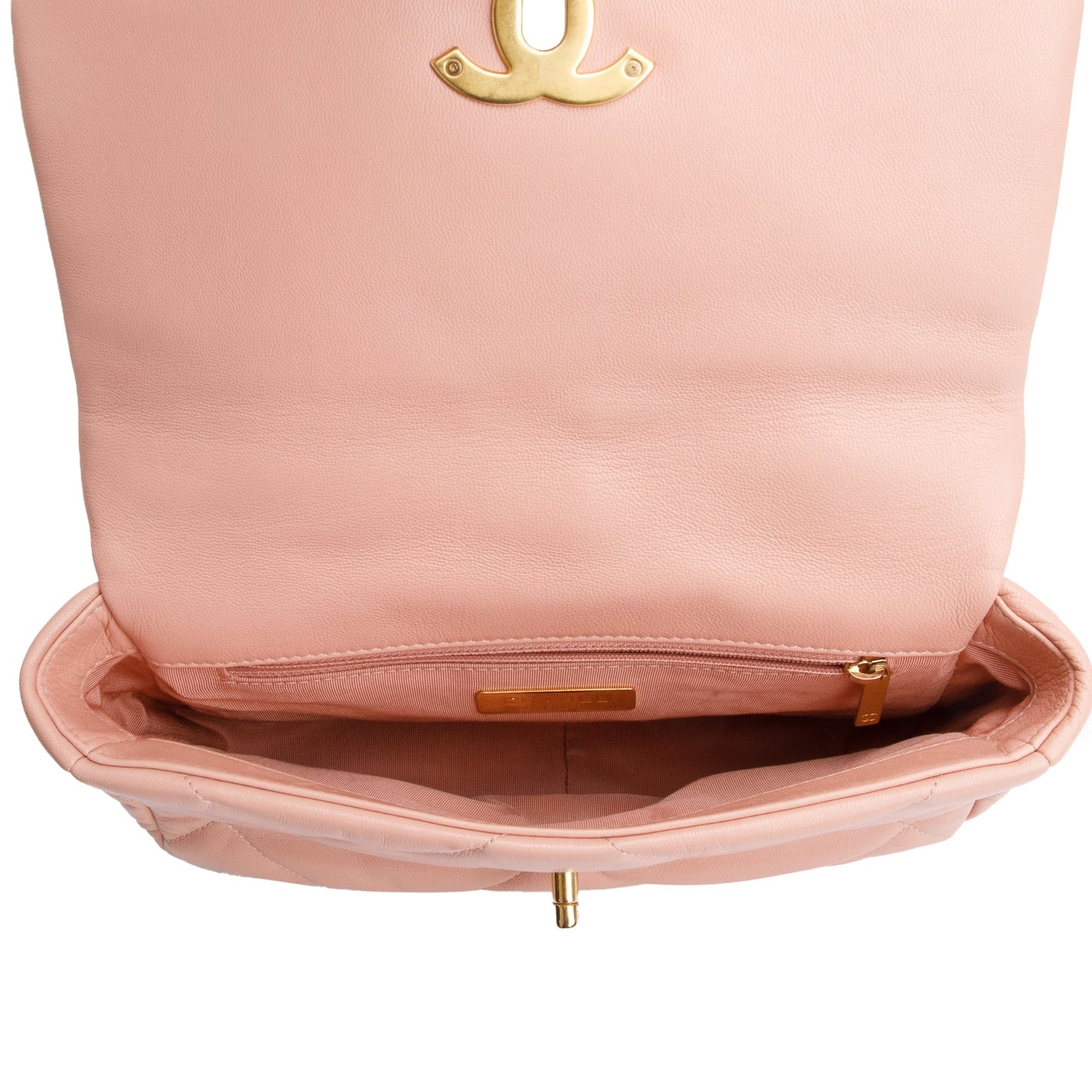 Chanel Pink Lambskin Leather Medium 19 Flap Bag