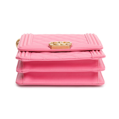 Chanel Pink Lambskin Leather North/South Boy Bag