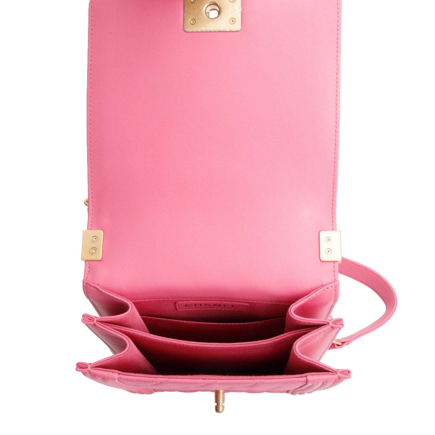 Chanel Pink Lambskin Leather North/South Boy Bag