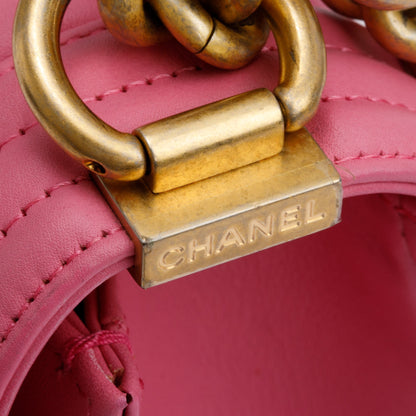Chanel Pink Lambskin Medium Boy Bag