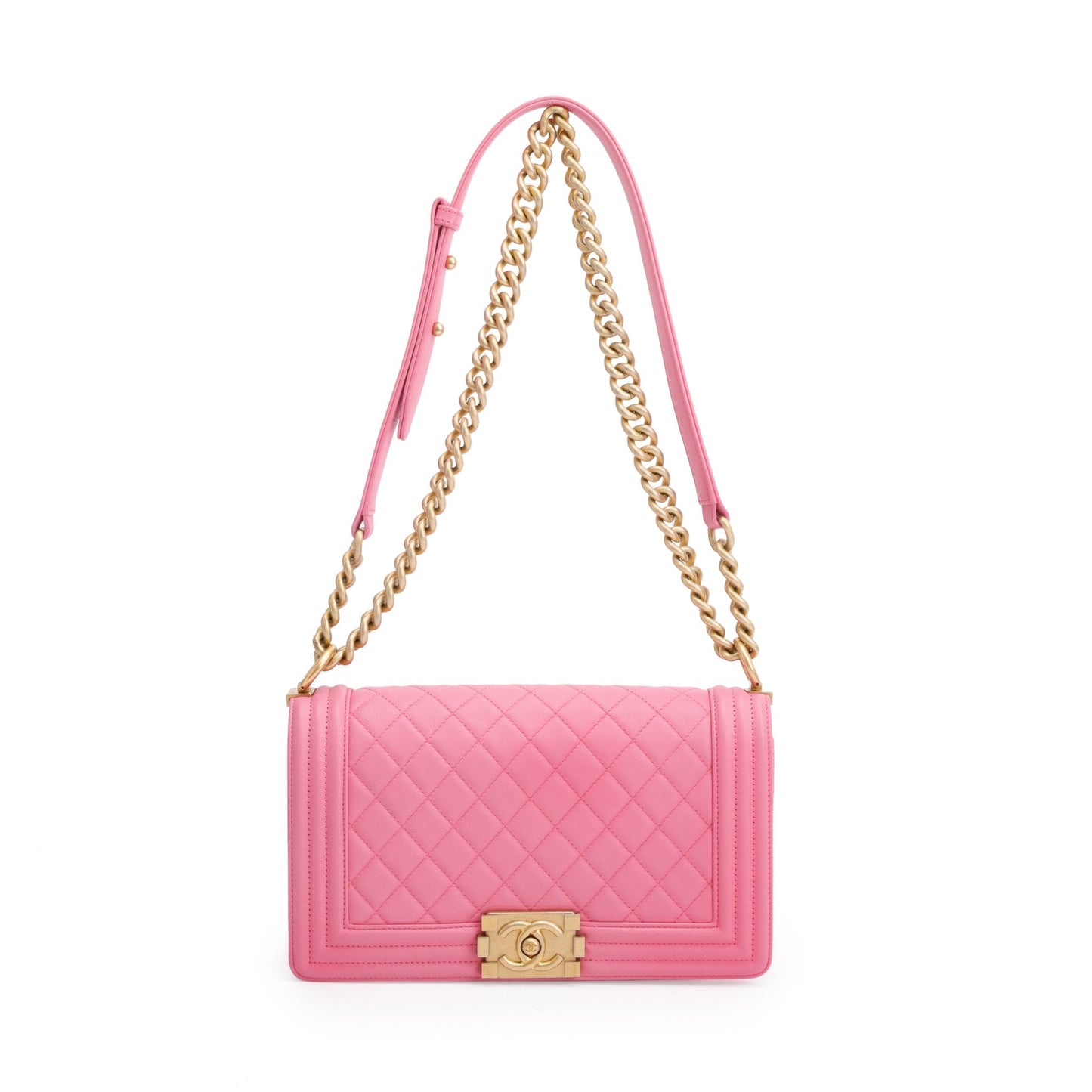 Chanel Pink Lambskin Medium Boy Bag