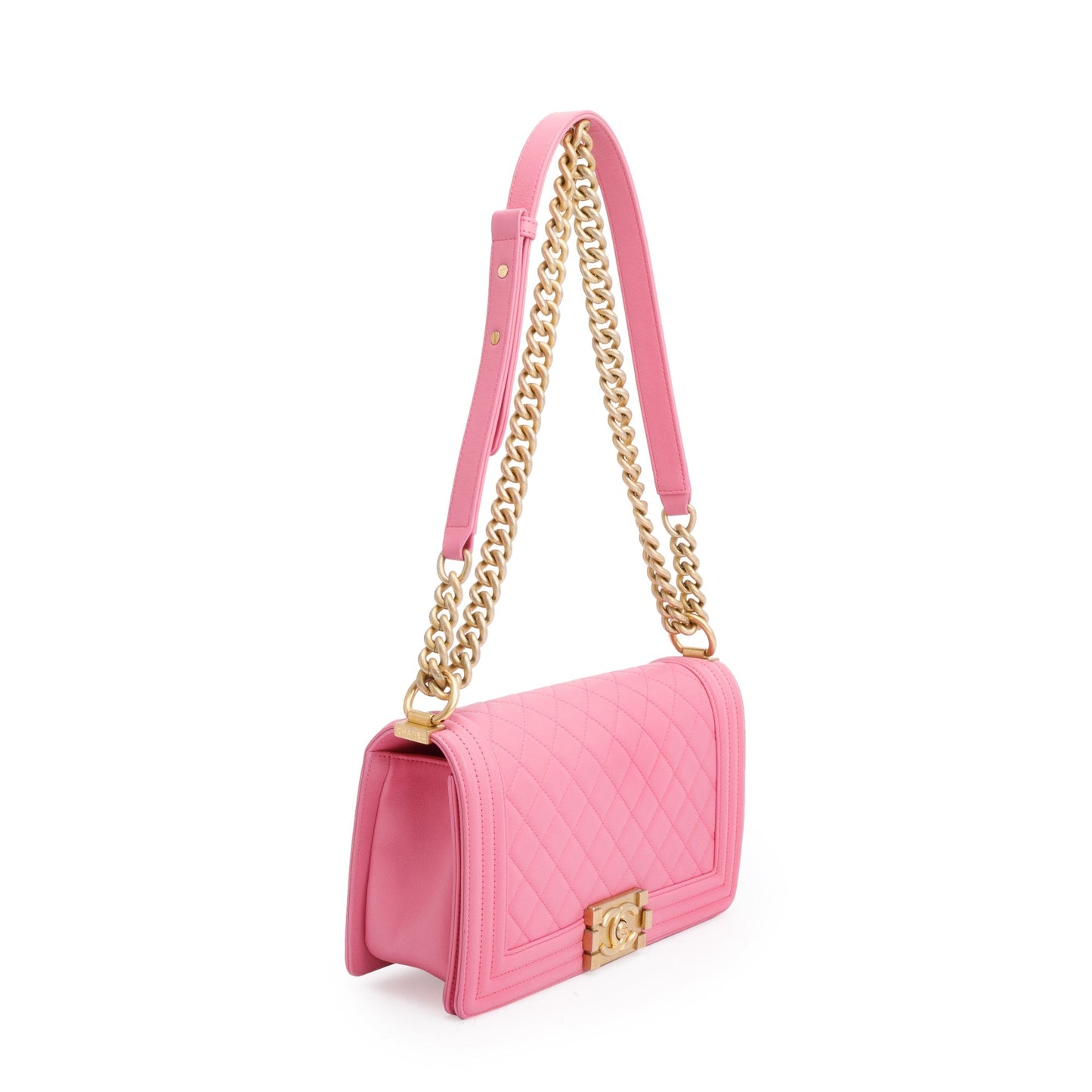 Chanel Pink Lambskin Medium Boy Bag