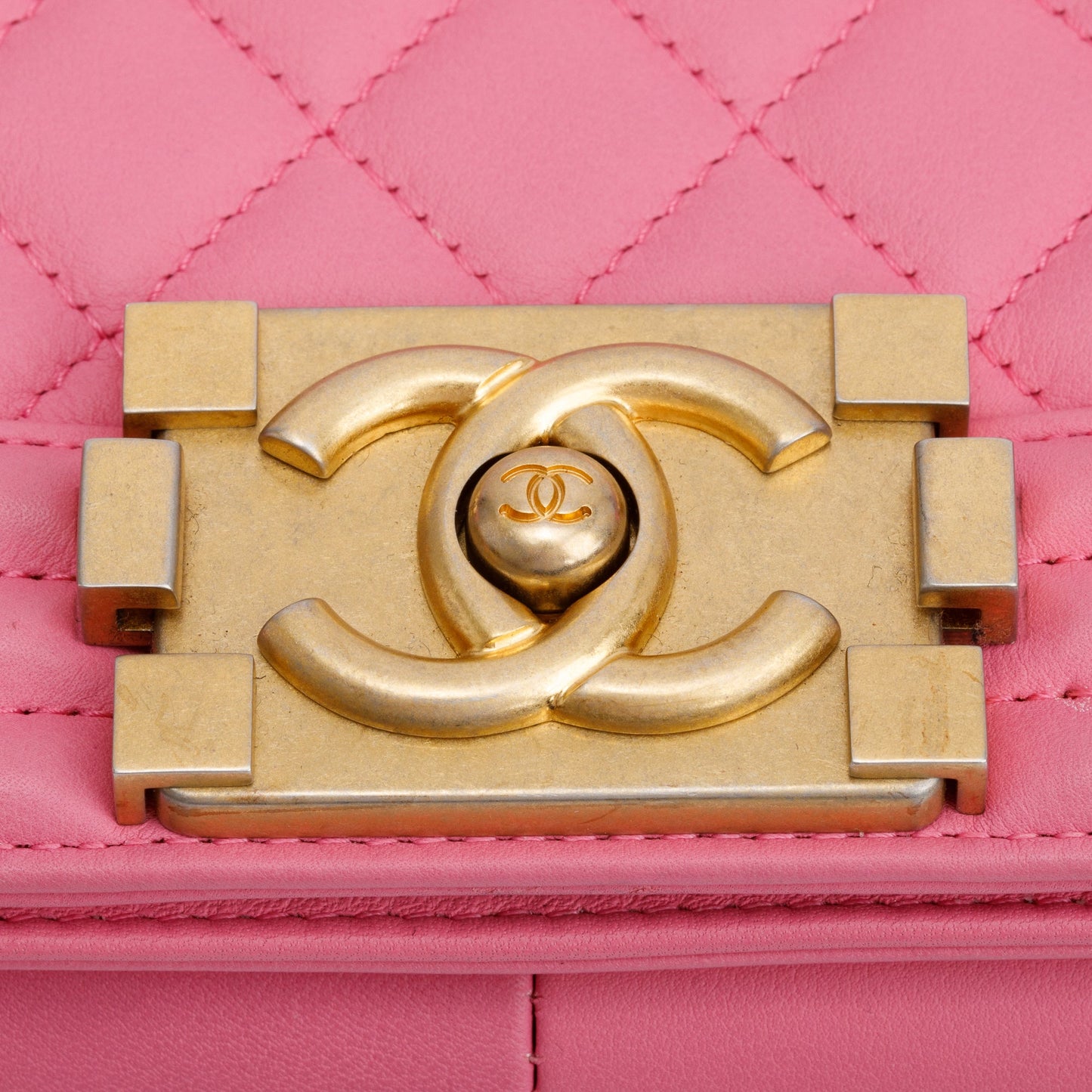 Chanel Pink Lambskin Medium Boy Bag