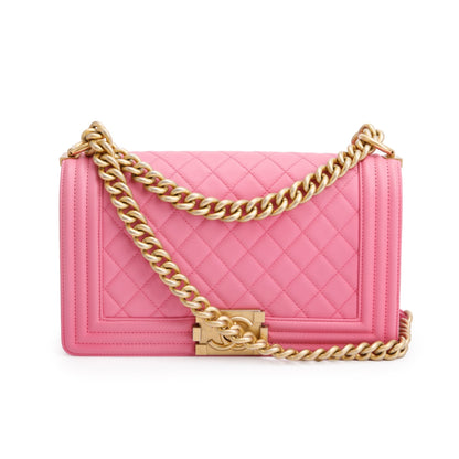 Chanel Pink Lambskin Medium Boy Bag