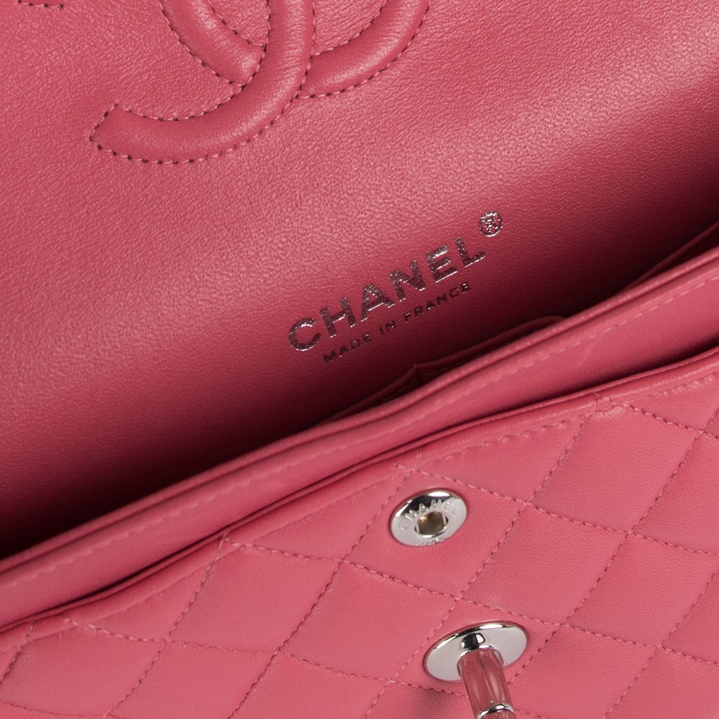 Chanel Pink Lambskin Small Classic Double Flap Bag