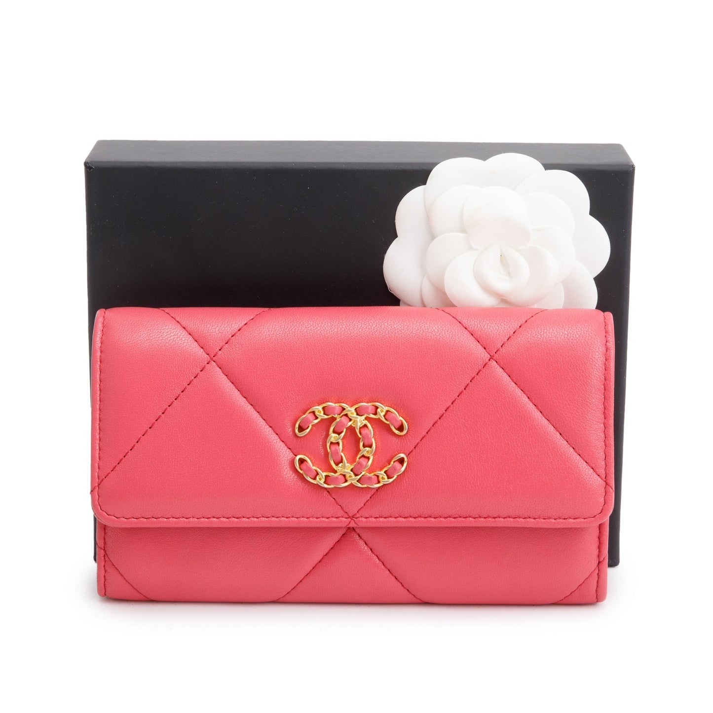 Chanel Pink Leather 19 Flap Wallet