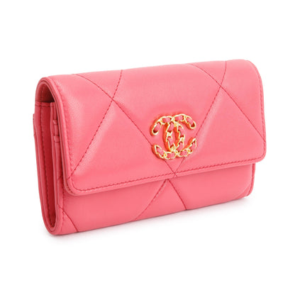 Chanel Pink Leather 19 Flap Wallet