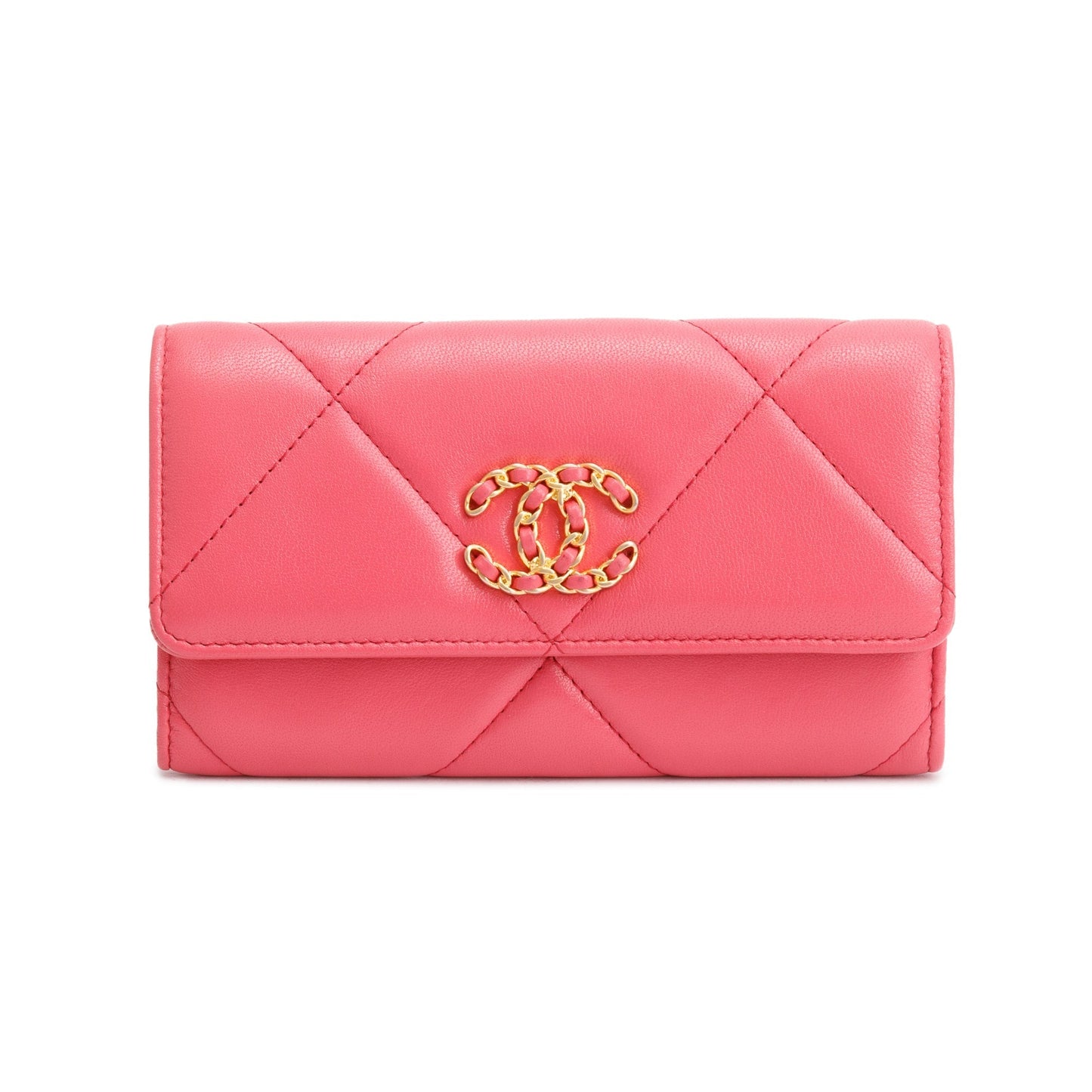 Chanel Pink Leather 19 Flap Wallet