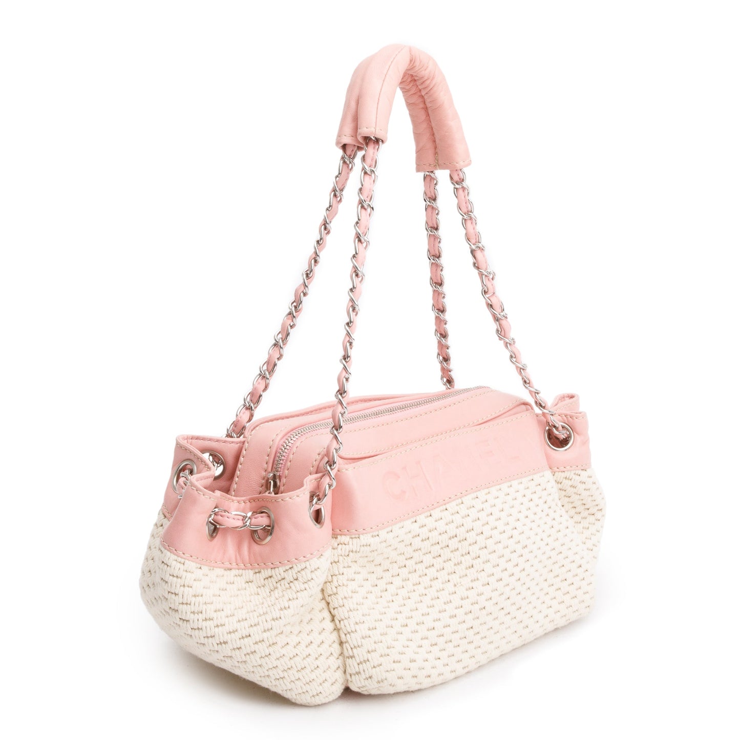 Chanel Pink Leather Neutral Crochette Small LAX Accordion Bag