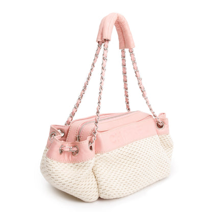 Chanel Pink Leather Neutral Crochette Small LAX Accordion Bag