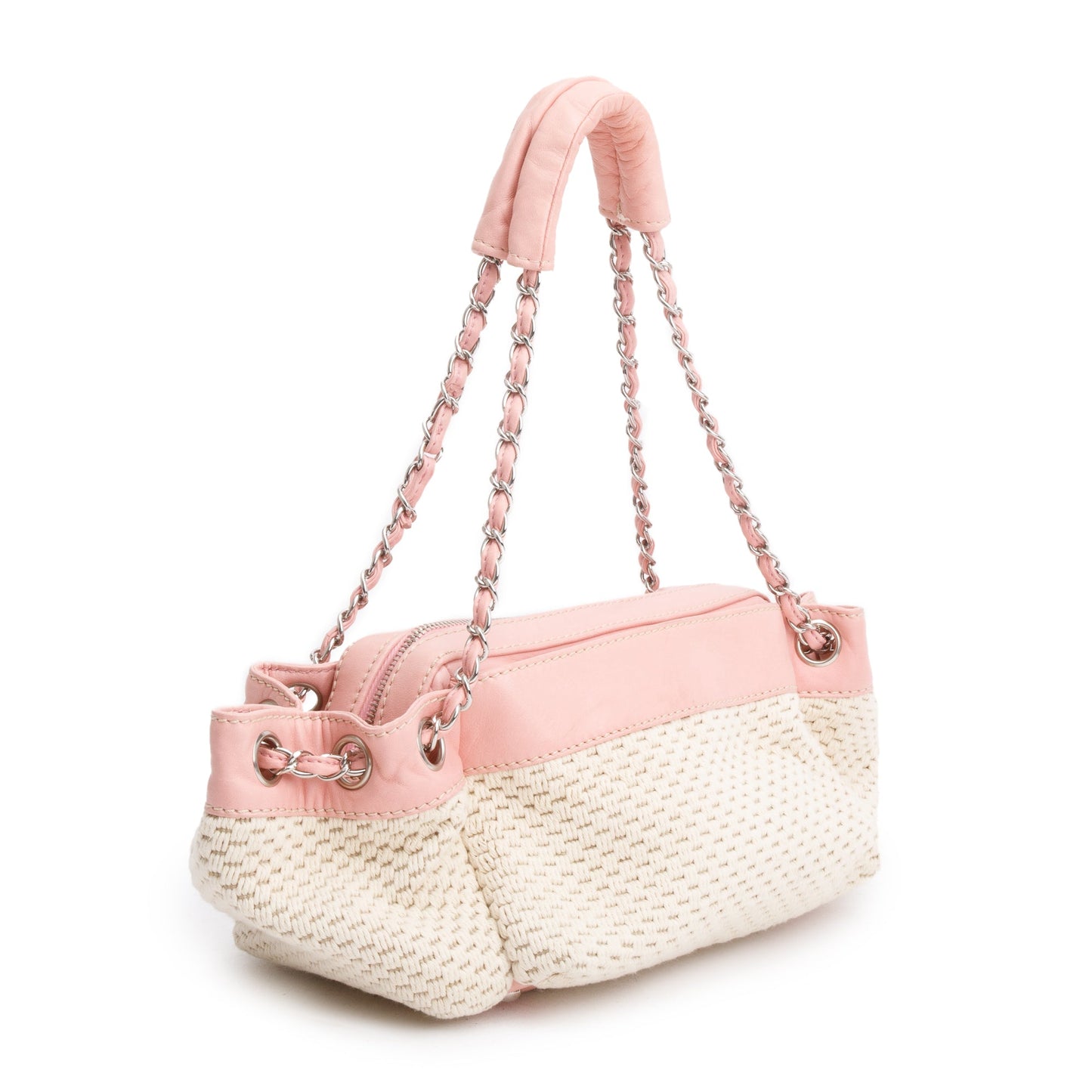 Chanel Pink Leather Neutral Crochette Small LAX Accordion Bag