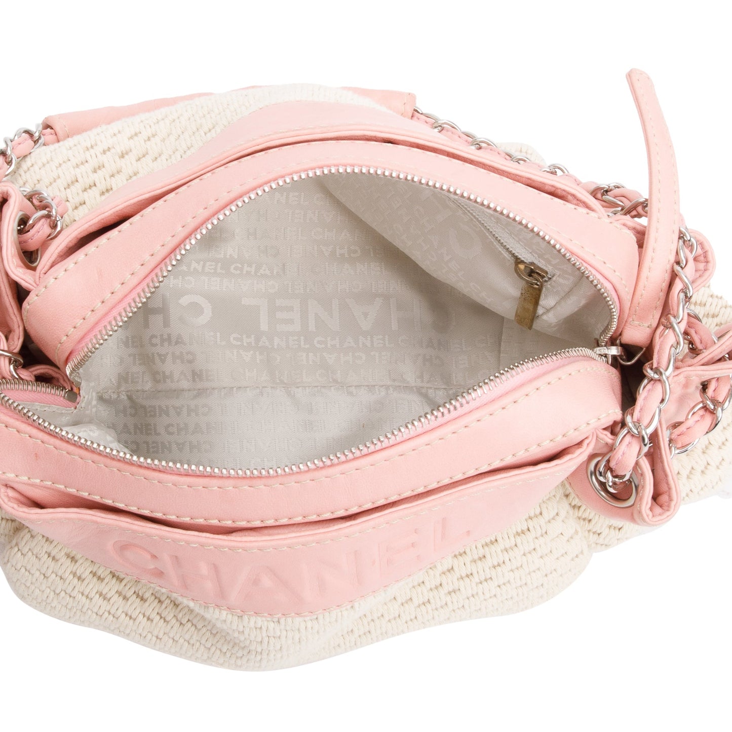 Chanel Pink Leather Neutral Crochette Small LAX Accordion Bag