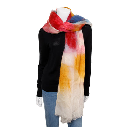 Chanel Pink Multicolor Ombre CC Logo Cashmere Silk Scarf