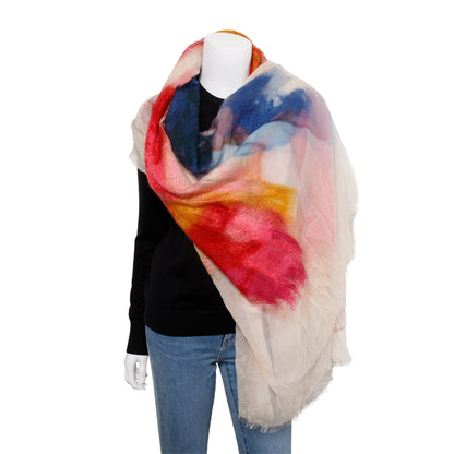 Chanel Pink Multicolor Ombre CC Logo Cashmere Silk Scarf
