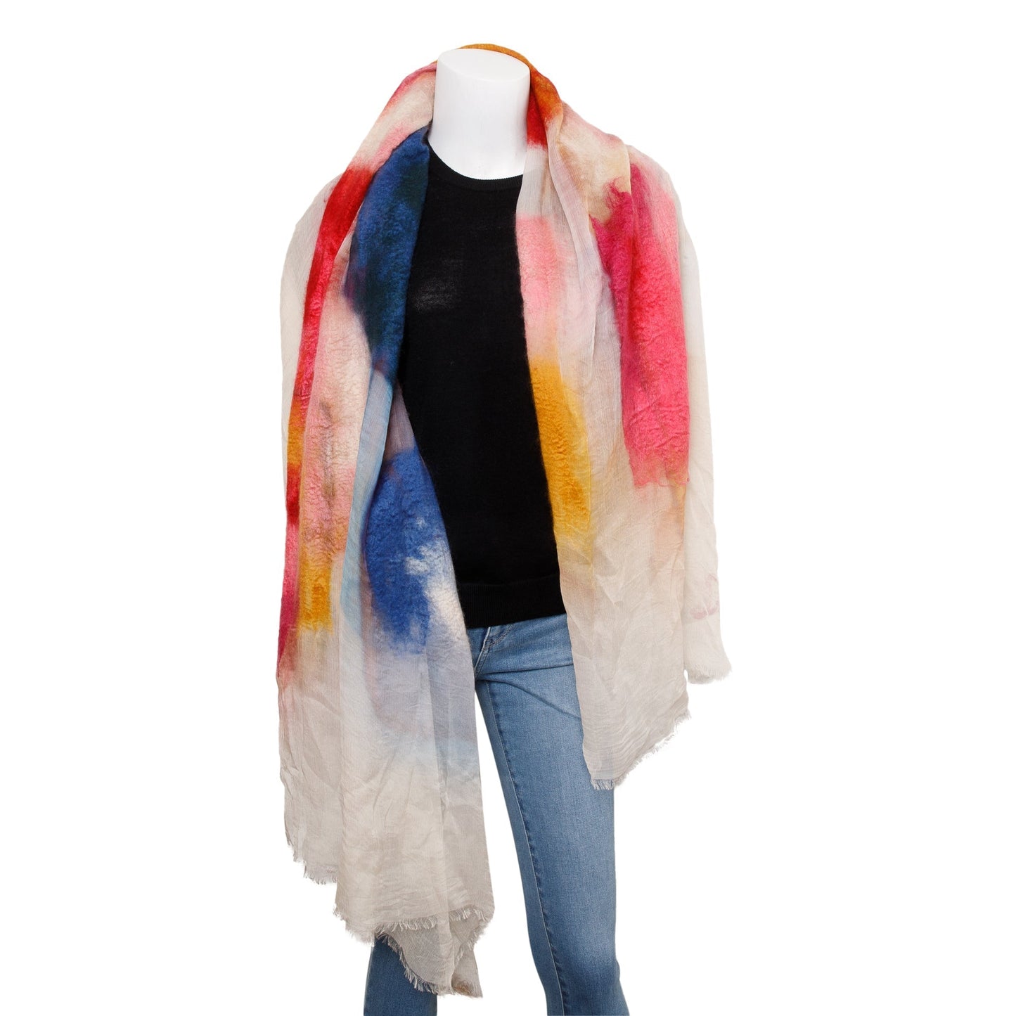 Chanel Pink Multicolor Ombre CC Logo Cashmere Silk Scarf