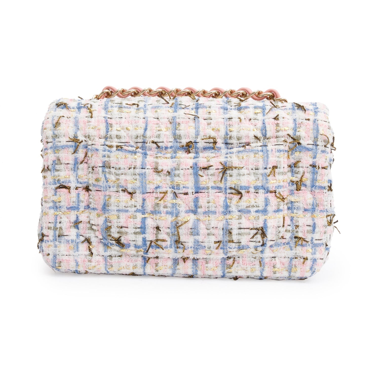 Chanel Pink Multicolor Tweed Classic Mini Rectangular Flap Bag