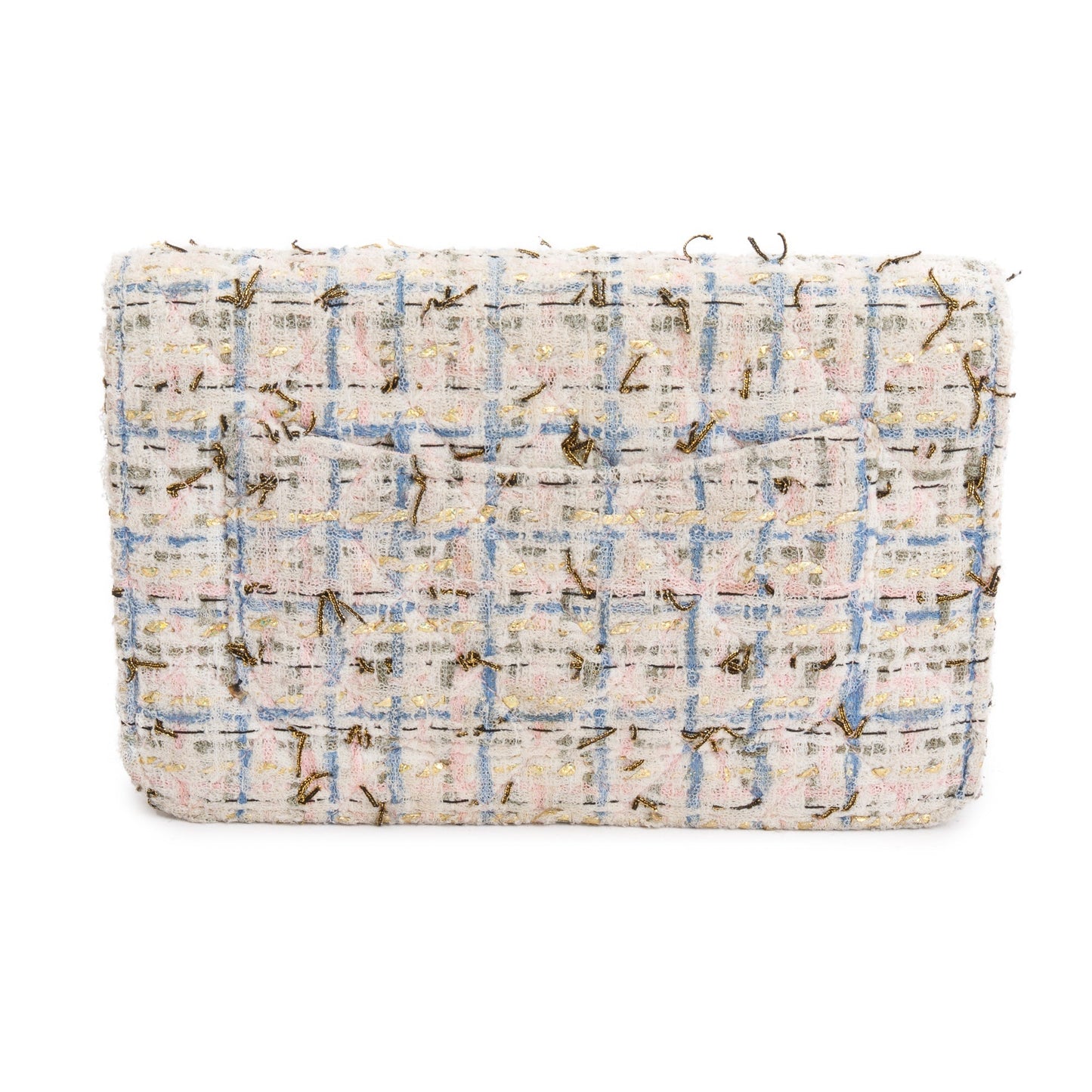 Chanel Pink Multicolor Tweed Classic Wallet On Chain