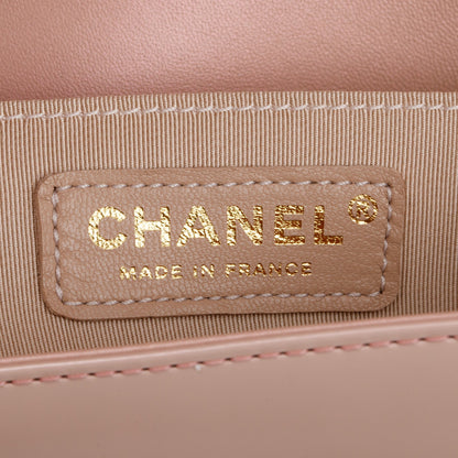 Chanel Pink Patent Leather Medium Boy Bag