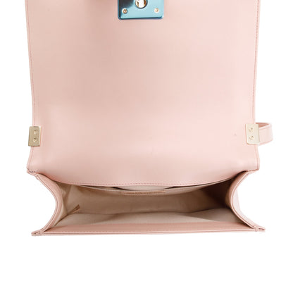 Chanel Pink Patent Leather Medium Boy Bag