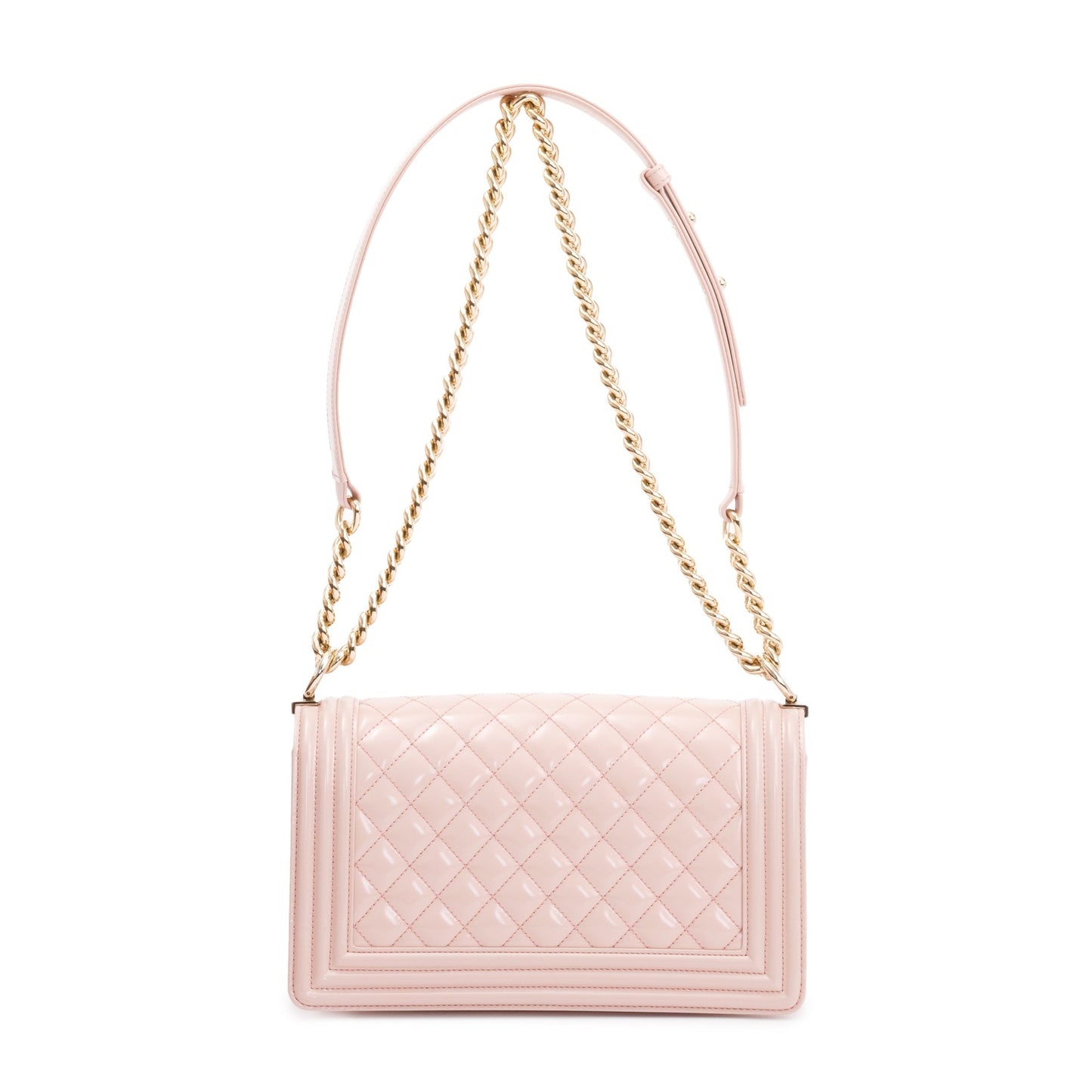 Chanel Pink Patent Leather Medium Boy Bag