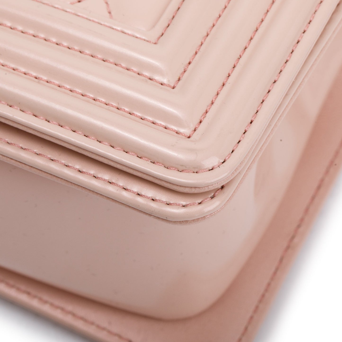Chanel Pink Patent Leather Medium Boy Bag