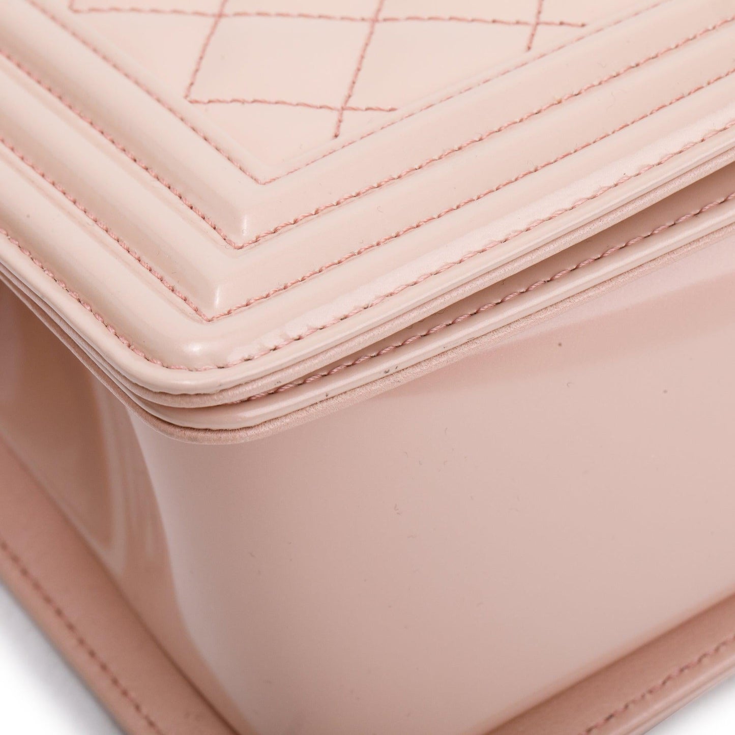 Chanel Pink Patent Leather Medium Boy Bag