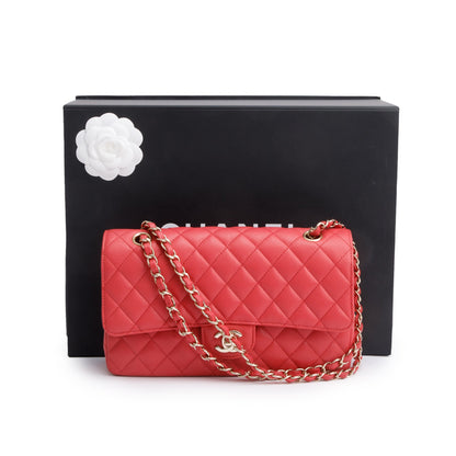 Chanel Pink Quilted Caviar Leather Classic Medium Double Flap Bag