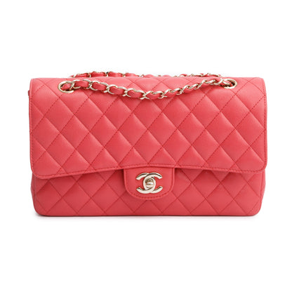 Chanel Pink Quilted Caviar Leather Classic Medium Double Flap Bag