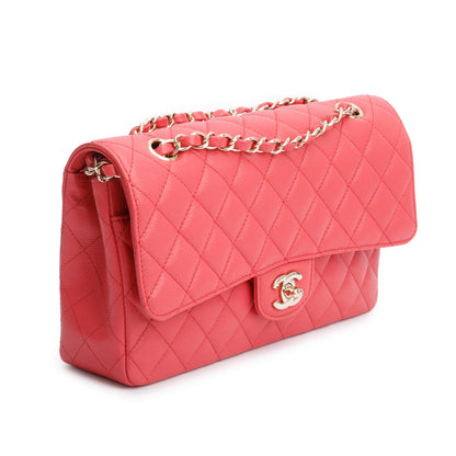 Chanel Pink Quilted Caviar Leather Classic Medium Double Flap Bag