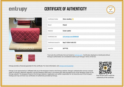 Chanel Pink Quilted Caviar Leather Classic Wallet on Chain