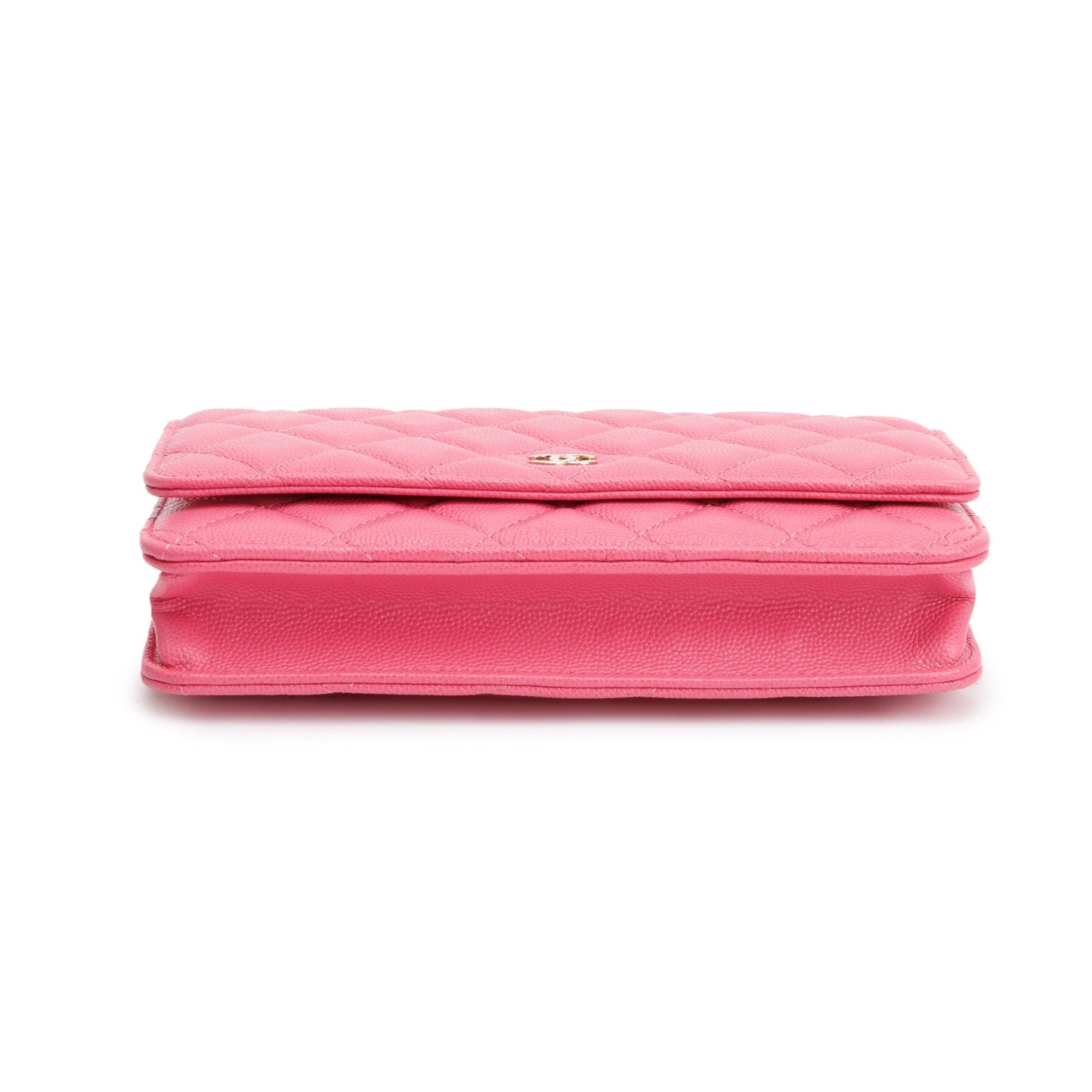 Chanel Pink Quilted Caviar Leather Classic Wallet on Chain