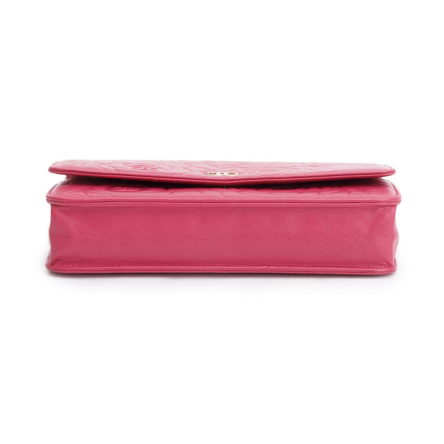 Chanel Pink Quilted Lambskin Leather Camellia Classic Wallet on Chain