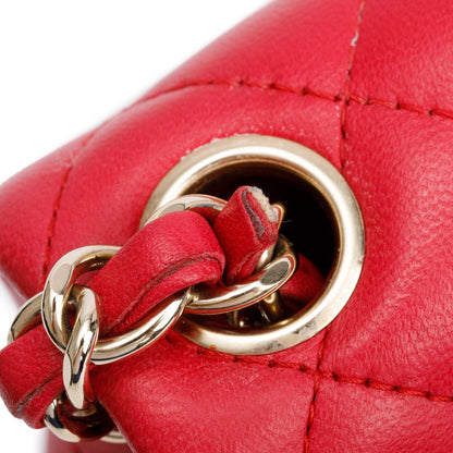 Chanel Pink Quilted Lambskin Leather Classic Square Mini Flap Bag