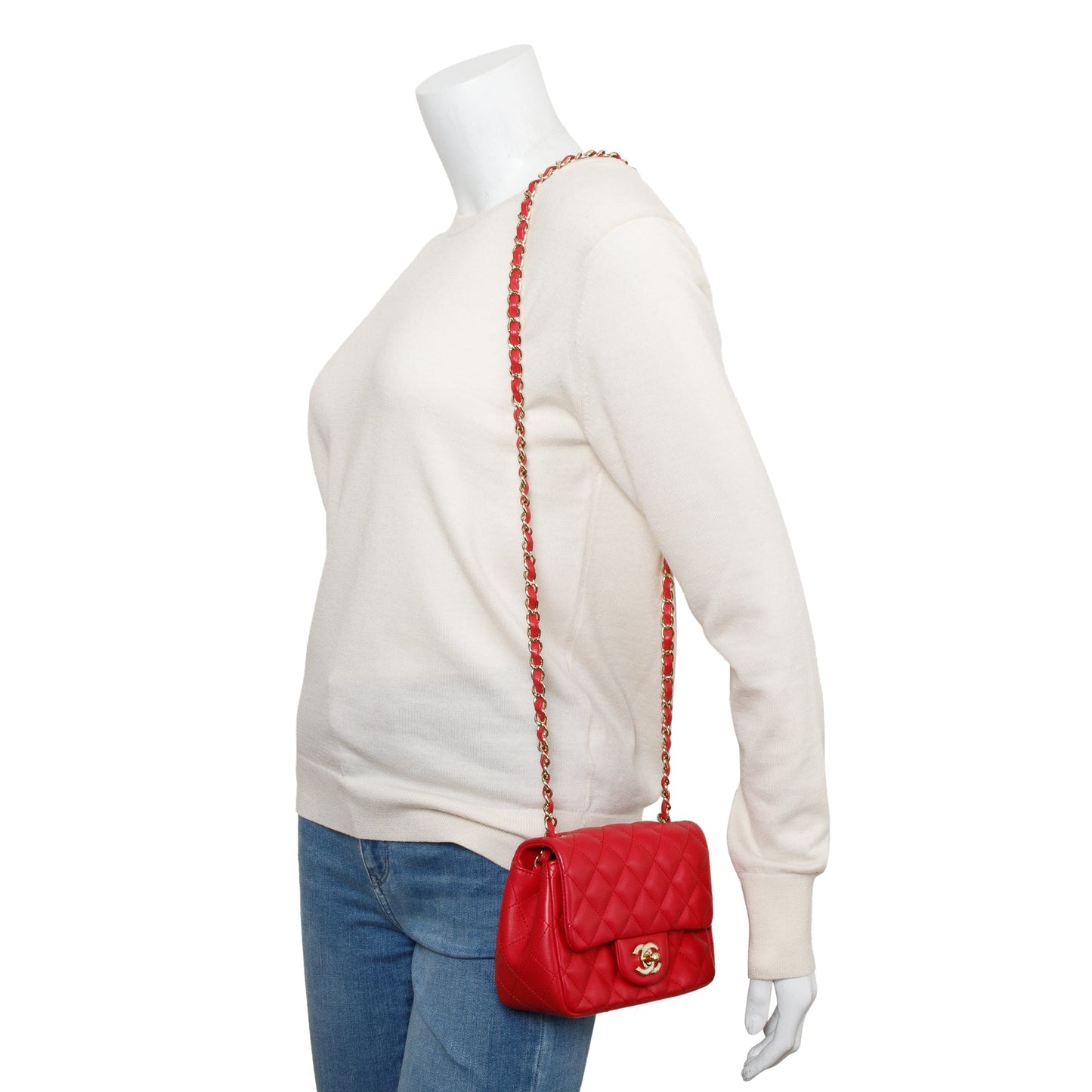Chanel Pink Quilted Lambskin Leather Classic Square Mini Flap Bag