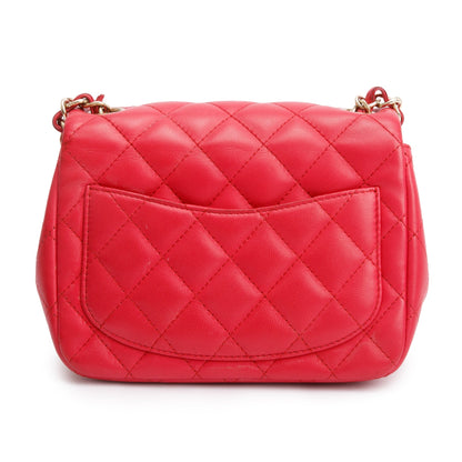 Chanel Pink Quilted Lambskin Leather Classic Square Mini Flap Bag