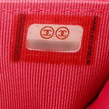 Chanel Pink Quilted Lambskin Leather Classic Wallet on Chain