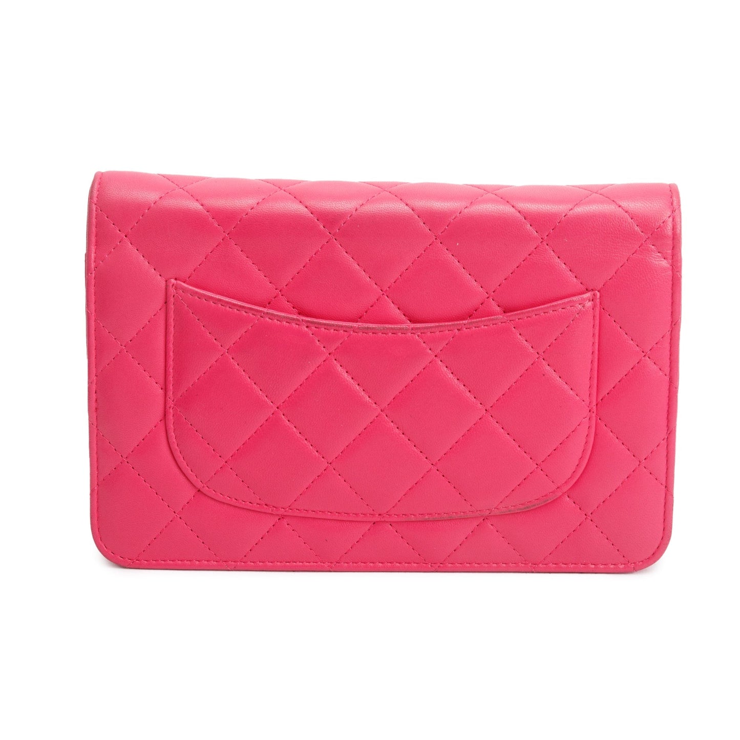 Chanel Pink Quilted Lambskin Leather Classic Wallet on Chain