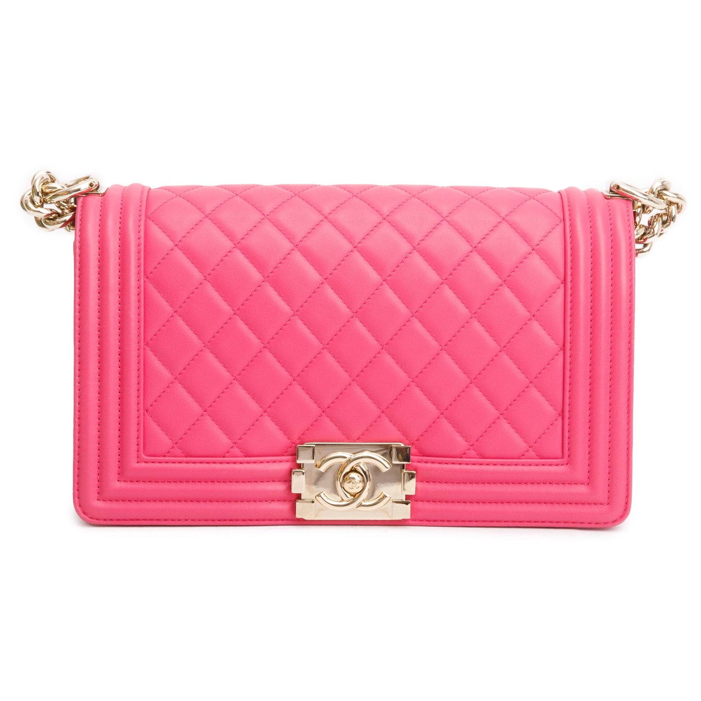 Chanel Pink Quilted Lambskin Leather Medium Boy Bag