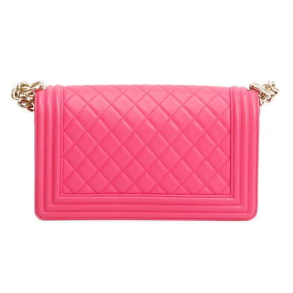 Chanel Pink Quilted Lambskin Leather Medium Boy Bag