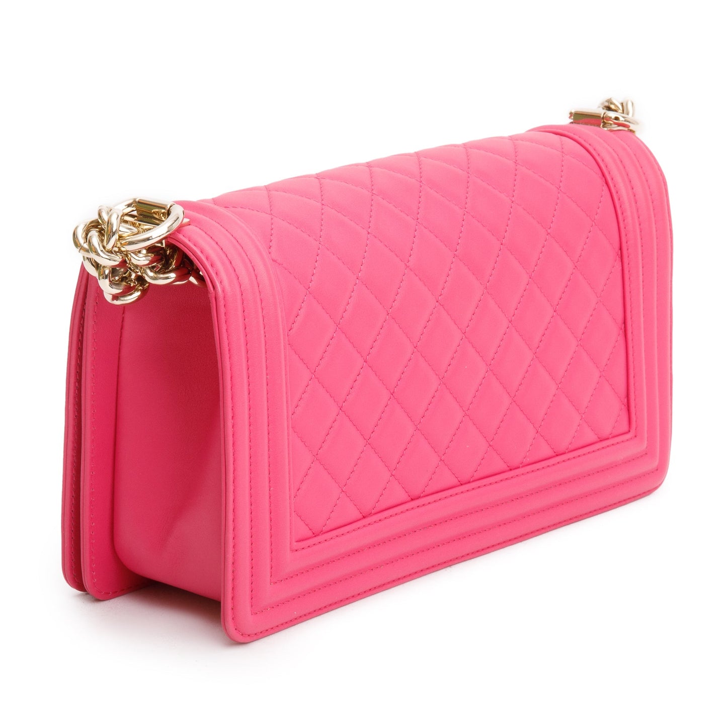 Chanel Pink Quilted Lambskin Leather Medium Boy Bag