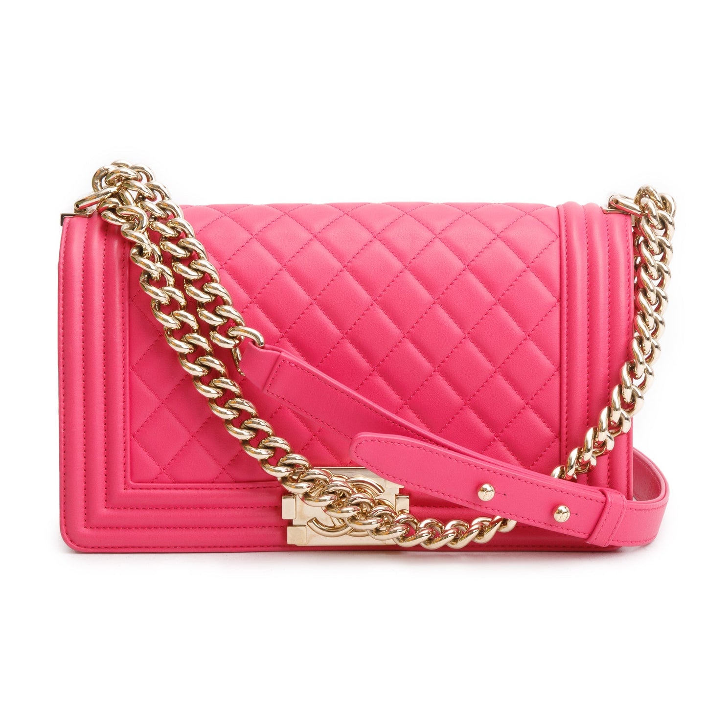 Chanel Pink Quilted Lambskin Leather Medium Boy Bag